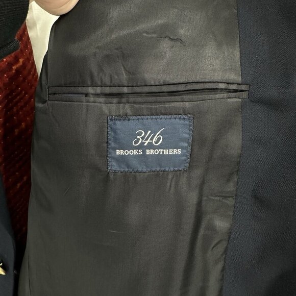 BROOKS BROTHERS 346 jacket blazer sport coat worsted wool gold buttons 46R - Picture 7 of 9